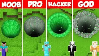 EMERALD TUNNEL HOUSE BUILD CHALLENGE - Minecraft Battle: NOOB vs PRO vs HACKER vs GOD / Animation