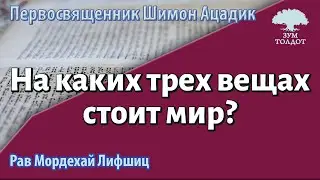 На каких трех вещах стоит мир? Рав Мордехай Лифшиц