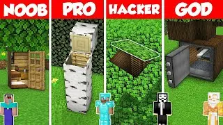 SECRET INSIDE TREE BASE BUILD CHALLENGE - Minecraft Battle: NOOB vs PRO vs HACKER vs GOD / Animation