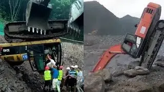 Real shot excavator accident during operation, worrying about driver safety