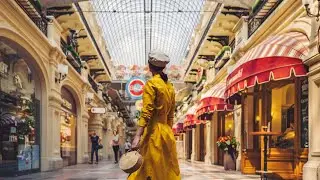 Moscow 4k, Russia - Walking tour - GUM, Famous Shopping Mall