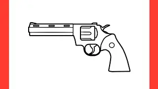 How to draw a REVOLVER step by step / drawing smith & wesson 357 magnum pistol gun easy