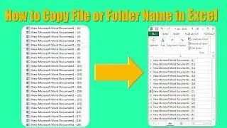 How to copy File or Folder name in excel