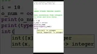 Integers to octal conversion #shrots #pythonshorts #pythoncoding #pythoninttooctalconversion #python