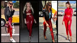 Extremely Stylish  women's over 4o 50 60  looking  admirable in leather outfits /Ladies leggings 24