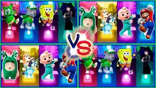 Tiles Hop EDM Rush: Gummy Bear vs Paw Patrol vs SpongeBob vs Wednesday Addams vs Cocomelon