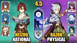 F2P Razor Physical DPS & Heizou National Team | Spiral Abyss 4.5 Floor 12 9 Stars | Genshin Impact