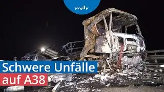 Explosionen auf A38: Lkw kracht in mit Gasflaschen beladenen Lastwagen | MDR um 4 | MDR