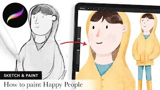 How to Draw & Paint Happy People in Procreate // Procreate Illustration Tutorial