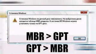 Установка Windows на данный диск невозможна. На выбранном диске находится таблица mbr разделов.