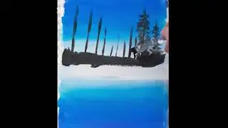 Easy Night Sky Lake Painting/Night Sky Lake Reflection PaintingAcrylic Painting Tutorial Step-byStep