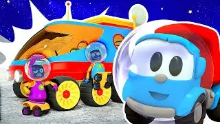 Leo the truck builds a moonrover, a boring machine and a harvester. Vehicles & Car cartoons for kids