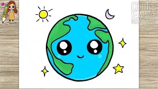 How to Draw Cute Earth | Happy Earth Day, Easy Drawing Step by Step