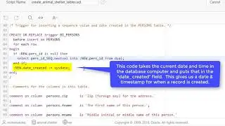 APEX04.SQL01: Examples of code to create sequences and triggers for tables in a database