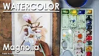 How to Paint Magnolia in Watercolor step by step