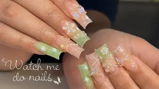 ‎𐦍 Fairy Garden Inspired Nails 𐦍 | Acrylic Nails Tutorial