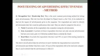 21 - Methods of Post-testing of Advertising Effectiveness