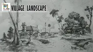 How to draw A Village Landscape | Scenery With PENCIL | Pencil Shading