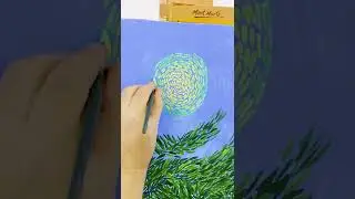 Paint a landscape Van Gogh style in acrylics 🖌 Full lesson is on our channel! #vangogh #acrylic