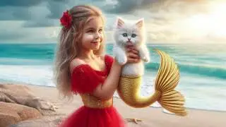 A cute 😍 Mermaid 🧜‍♀️ kitty 💖 saved a girl 👧 💖 l #cute #kitten #cats #aiimages #catlover