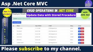 CRUD Operations Using ASP.NET Core And ADO.NET | Update data with SQL Stored Procedure | .Net 7.0