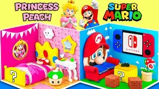 How To Make SUPER MARIO House with Princess PEACH's Castle Bedroom from Clay ❤️ DIY Miniature House