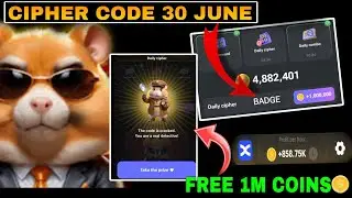 Hamster Kombat Daily Cipher Code 30 June 2024 | Hamster Kombat New Morse Code | Free 1M Coins Today