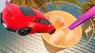 High Speed Jumps into Iced Coffee - BeamNG.drive