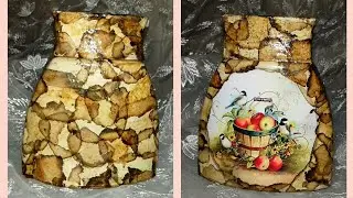 Декор кофейной банки чайными пакетиками.  Декупаж.