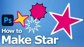 How to make a star with the polygon tool only in Photoshop | 4 point star, star shape and outline