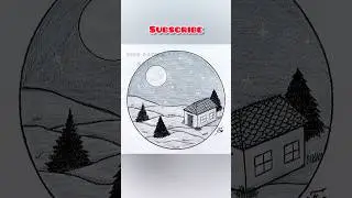 Easy Circle Scenery Drawing #shorts #circledrawing #pencildrawing