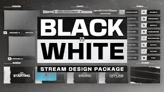 Animated Black & White Twitch Overlay Package for Streamers