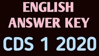 CDS 1 2020 OFFICIAL ANSWER KEY | ENGLISH CDS 1 2020| CDS|