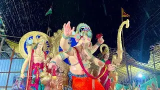 Non stop Heavy rain Ganesh aagman 2024 chinchpokli cha chintamani ganpati At Sri Saraswati arts 2024