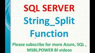 String Split Function in SQL Server | String_split in SQL server