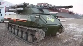 Uran-9 armed combat robot UGV Unmanned Ground Vehicle Rosboronexport Russia Russian Defense Industry