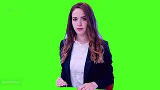 Pretty Tv News Reporter Broadcasting Green Screen for Video Chroma Key