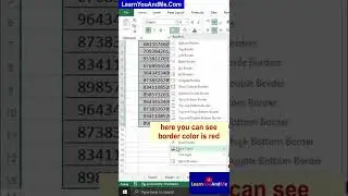 #shorts Change cell border color and border style in Excel | change border color in Excel