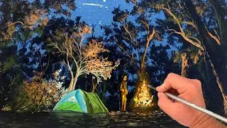 How to Paint a Camp Fire Night Painting in Oil | Paint with Nolan