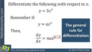 Differentiate y equals three x to the power 4