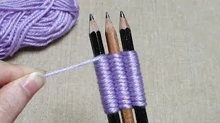 Super Easy Woolen Flower Craft Ideas with Pencil - Amazing Hand Embroidery Flower Design Trick