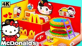 Make McDonalds X Hello Kitty House with Bedroom, Burger Pool from Cardboard ❤️ DIY Miniature House