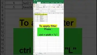 Shortcut to add and remove filters | #excel #excelforbeginners  #exceltutorial  #exceltricks