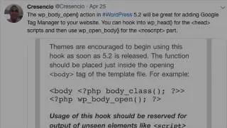 Using the wp_body_open() function for WordPress 5.2+