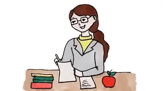 Как нарисовать любимую учительницу, рисунок к дню учителя/How to draw a teacher