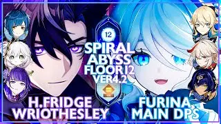 Wriothesley Hyperfridge & Furina Main Dps | Spiral Abyss 4.2 - Floor 12 (Genshin impact)