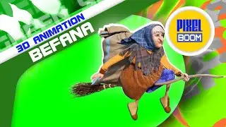 Green Screen Befana Old Lady on the Broom Epifania - PixelBoom