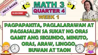 MATH 3 || QUARTER 4 WEEK 1 | PAGPAPAKITA, PAGLALARAWAN AT PAGSASALIN SA SUKAT NG ORAS | MELC-BASED