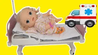 Baby Alive Pumpkin goes to the doll Hospital in Ambulance
