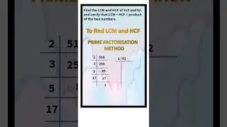 find HCF and LCM of 510 and 92 and verify H×L=A×B#realnumbers #cbseclass10maths